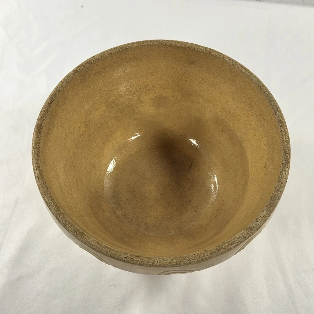 Antique Primitive Medium Milk Pan Bowl Yellow Ware Rustic Pottery Farmhouse 9